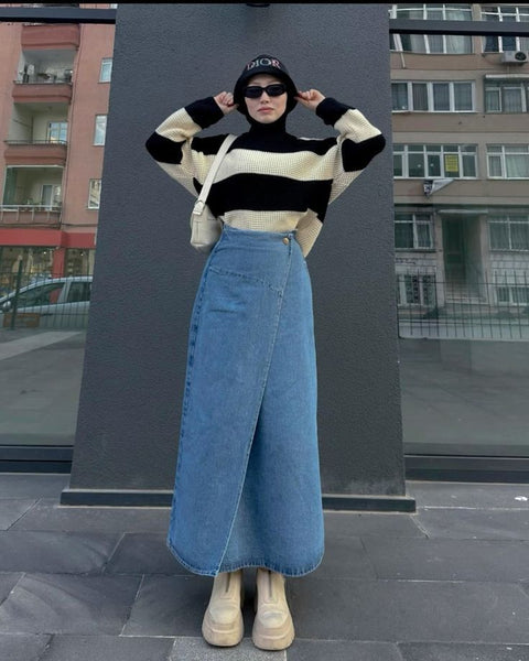 Cá Tính Hơn Nhờ Cách Phối Chân Váy Dài Denim Đậm Chất Cá Tính Hơn Nhờ Cách Phối Chân Váy Dài Denim Đậm Chất
