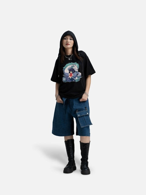 Áo Hoodie Tay Ngắn Oversize Spirited Away Fanart Áo Hoodie Tay Ngắn Oversize Spirited Away Fanart