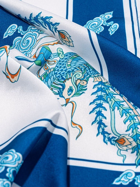 Khăn Lụa Tứ Linh Họa Tiết Phụng 55x55 cm Khăn Lụa Tứ Linh Họa Tiết Phụng 55x55 cm