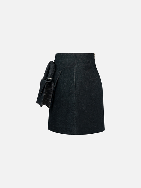 Chân Váy Mini 3D Túi Hộp Denim Chân Váy Mini 3D Túi Hộp Denim