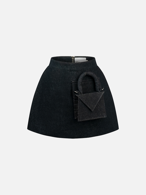 Chân Váy Mini 3D Túi Hộp Denim Chân Váy Mini 3D Túi Hộp Denim