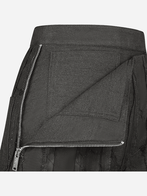 Quần Ống Rộng Patchwork Sọc Kaki Quần Ống Rộng Patchwork Sọc Kaki