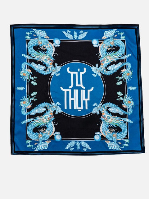 Khăn Lụa Tứ Linh Họa Tiết Rồng 55x55 cm