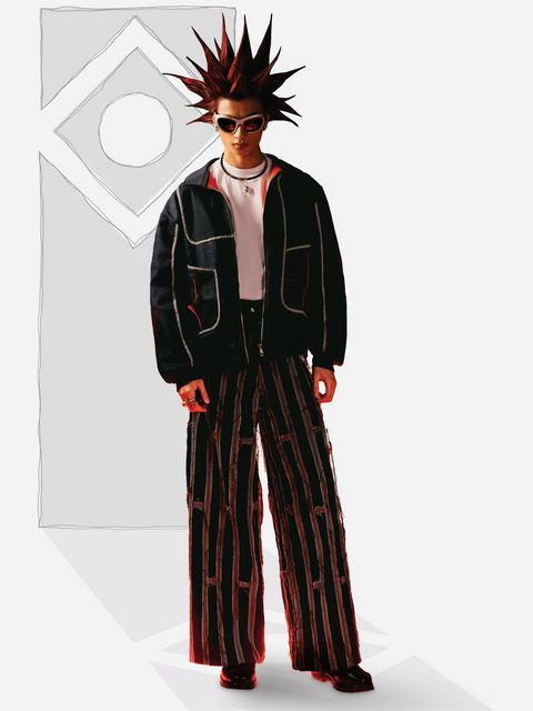 Quần Ống Rộng Patchwork Sọc