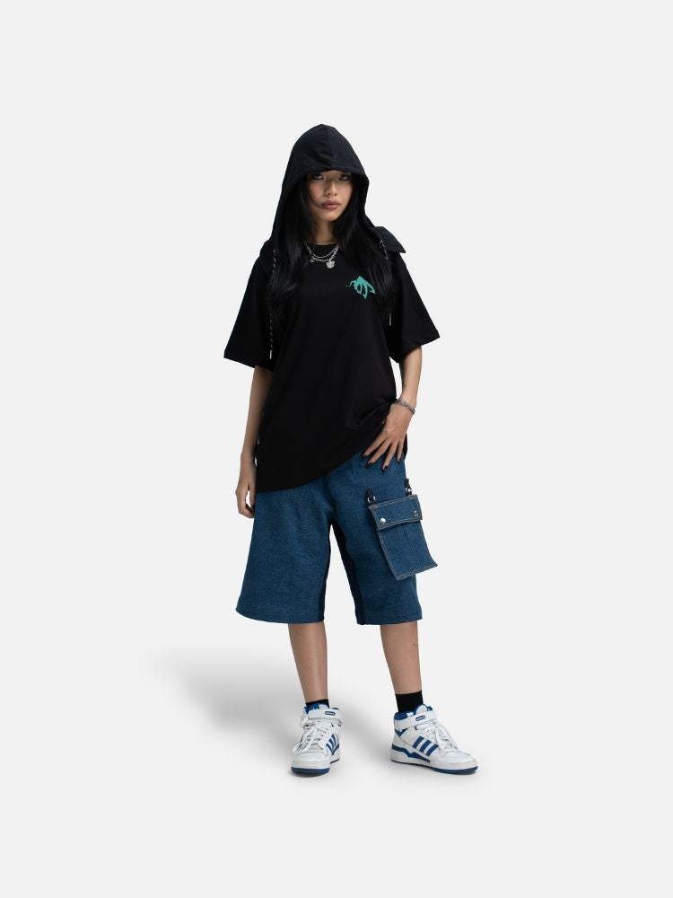 Áo Hoodie Tay Ngắn Oversize AOI Fanart Phản Quang AR