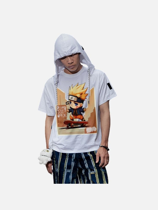 Áo Hoodie Tay Ngắn Oversize Naruto Chibi Fanart
