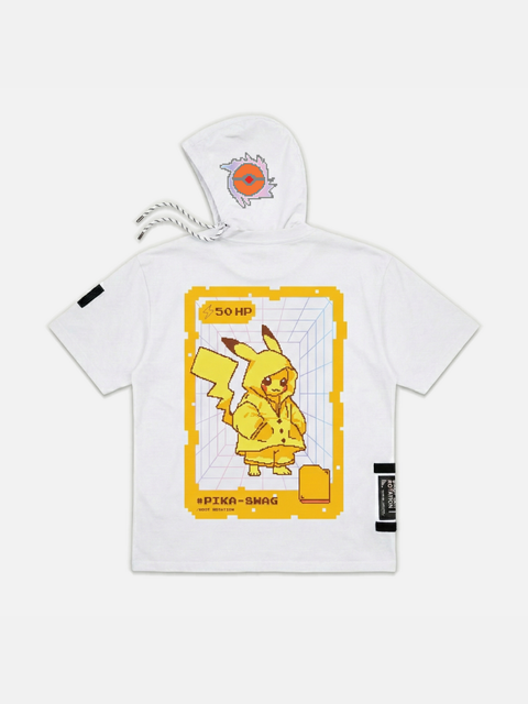 Áo Hoodie Tay Ngắn Oversize Pikachu Fanart Phản Quang AR