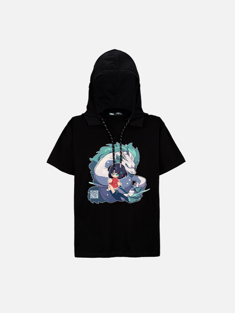 Áo Hoodie Tay Ngắn Oversize Spirited Away Fanart