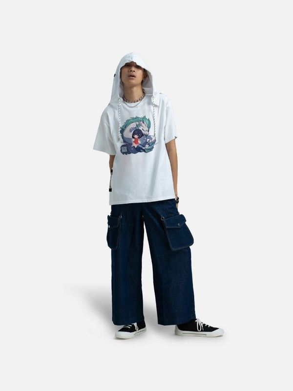 Áo Hoodie Tay Ngắn Oversize Spirited Away Fanart