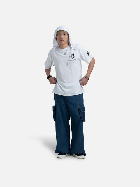 Áo Thun Hoodie Ngắn Tay Thực Tế Ảo Phản Quang Oversize Kyuubi Naruto Fanart