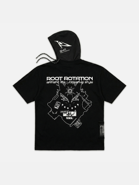 Áo Thun Hoodie Ngắn Tay Thực Tế Ảo Phản Quang Oversize Kyuubi Naruto Fanart