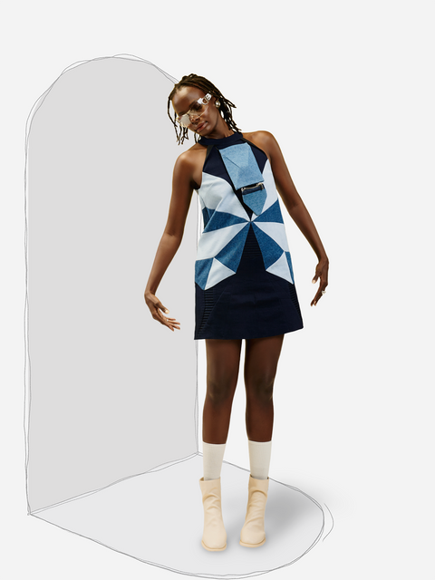 Váy Denim Butterfly Origami