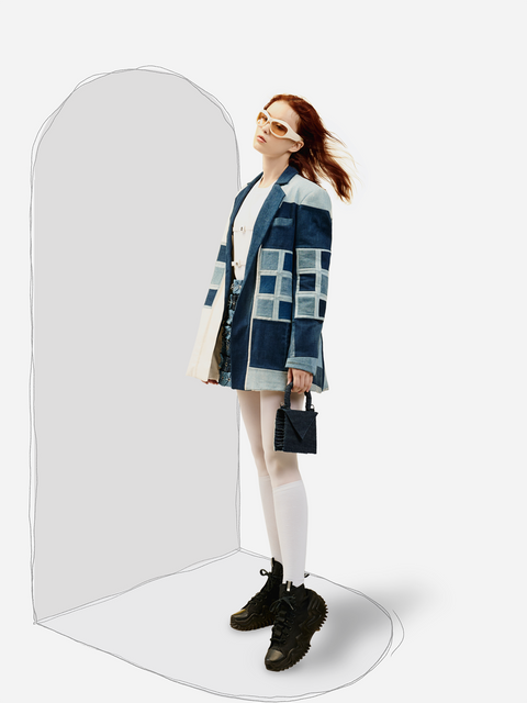 Blazer Họa Tiết Ô Vuông