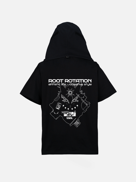 Áo Thun Hoodie Ngắn Tay Thực Tế Ảo Phản Quang Oversize Kyuubi Naruto Fanart