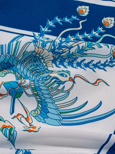 Khăn Lụa Tứ Linh Họa Tiết Phụng 55x55 cm