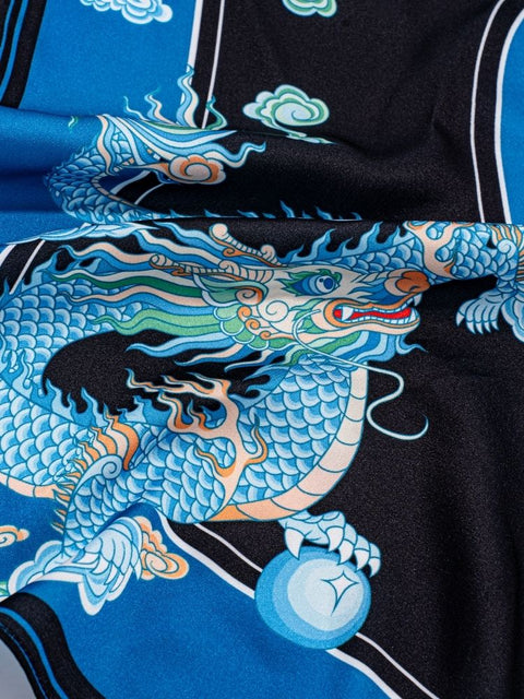 Khăn Lụa Tứ Linh Họa Tiết Rồng 55x55 cm