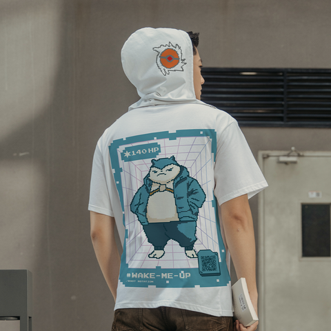 Áo Thun Hoodie Ngắn Tay Thực Tế Ảo Phản Quang Oversize Snorlax Fanart