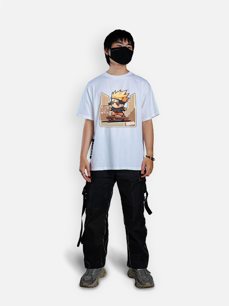 Áo Hoodie Tay Ngắn Oversize Naruto Chibi Fanart