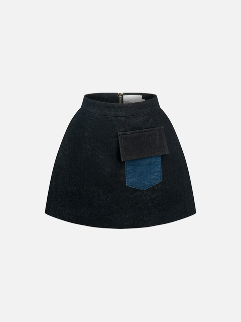 Chân Váy Mini 3D Túi Hộp Denim