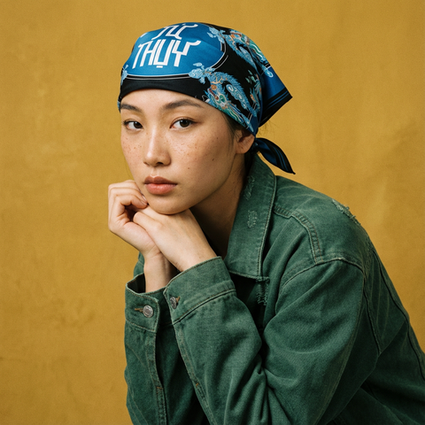 Khăn Lụa Tứ Linh Họa Tiết Rồng 55x55 cm