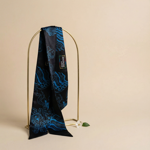 Khăn Lụa Twilly Tứ Linh Cho Nữ Hoạ Tiết Lân, 5 x 85 cm