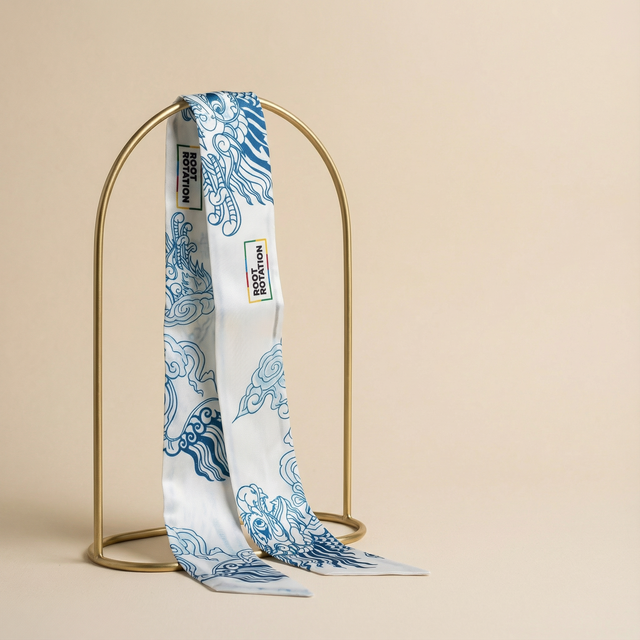 Khăn Lụa Twilly Tứ Linh Cho Nữ Hoạ Tiết Lân, 5 x 85 cm