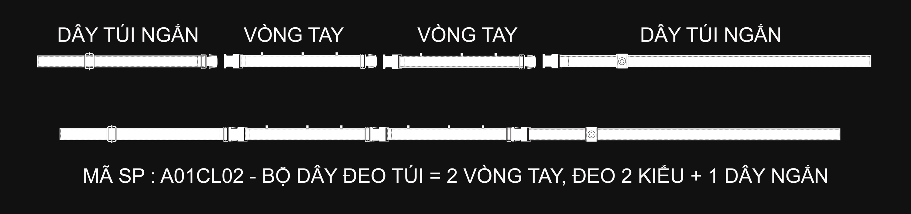 Dây Đa Năng: Đeo túi, Vòng tay, Vòng cổ Type II
